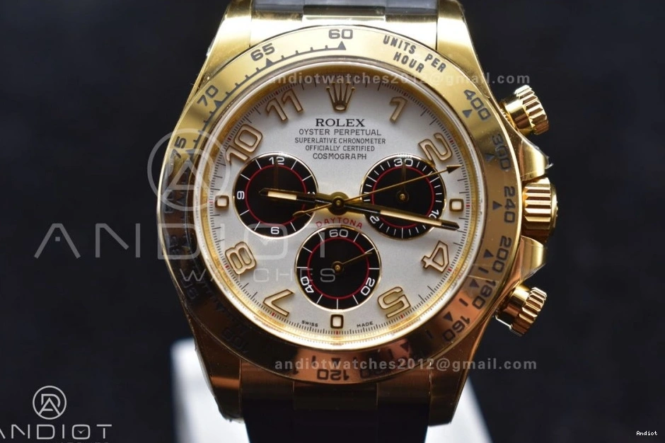 Best V2 116519 Case Rubber Strap 904L SA4130 Gold Daytona Black Clean SS Edition On 1:1 Dial 0418